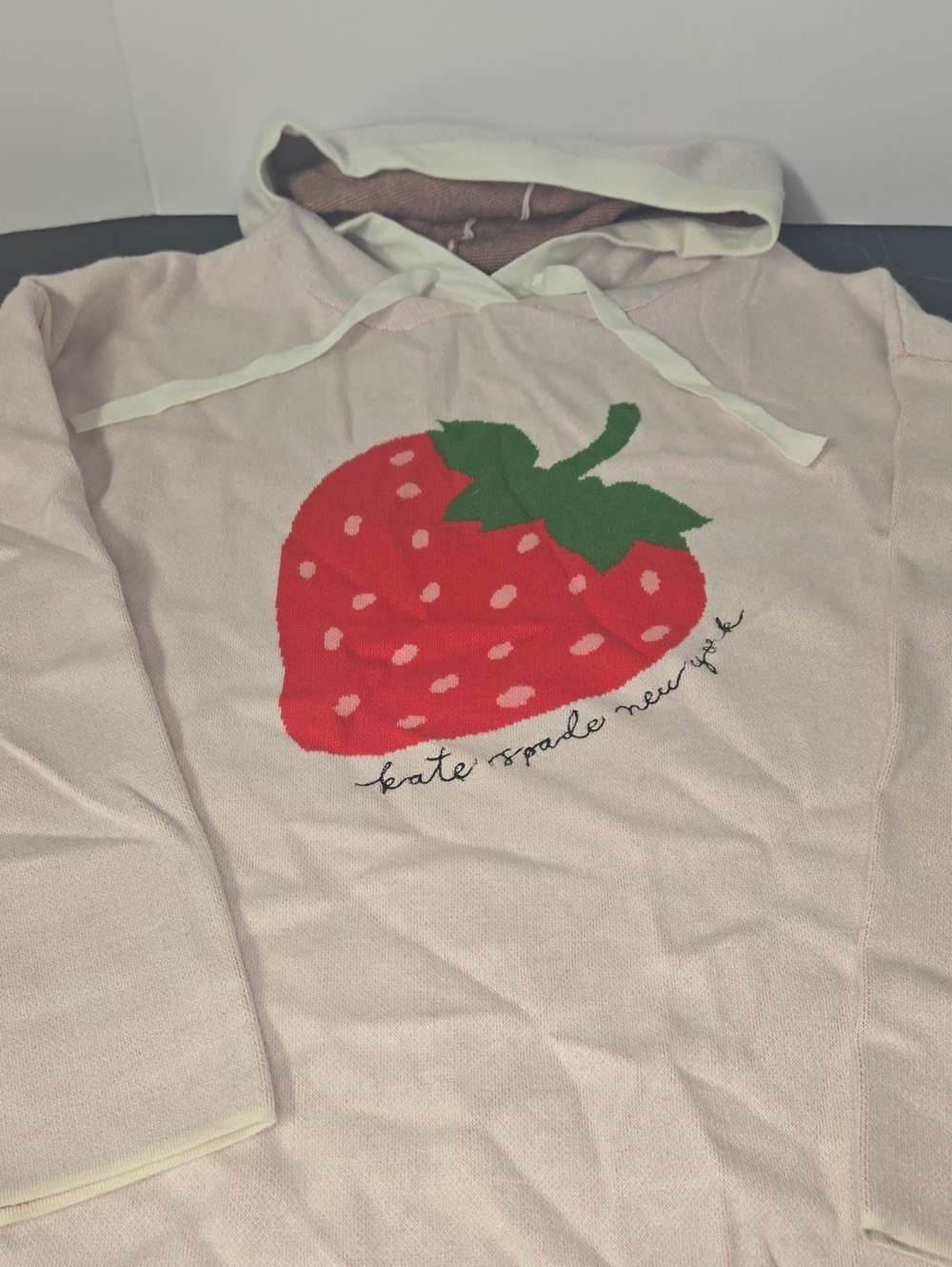 Hooded Sweater with Strawberry Graphic